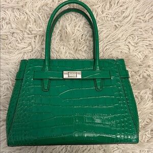 Kate Spade Green Croc-Embossed Satchel